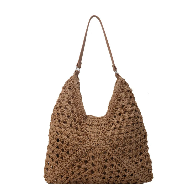 Women’s Summer Shoulder Bag Practical Woven Travel Tote