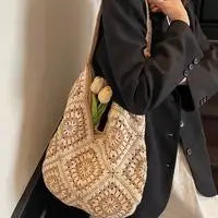 Women’s Summer Shoulder Bag Practical Woven Travel Tote
