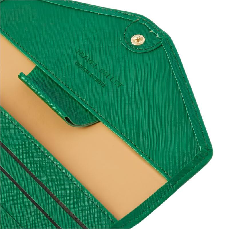 Green Travel Wallet Passport Holder