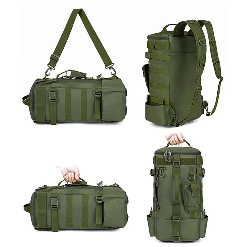 Fishing Gear Backpack Water-Resistant Multi-Pocket Bag with Rod Holders