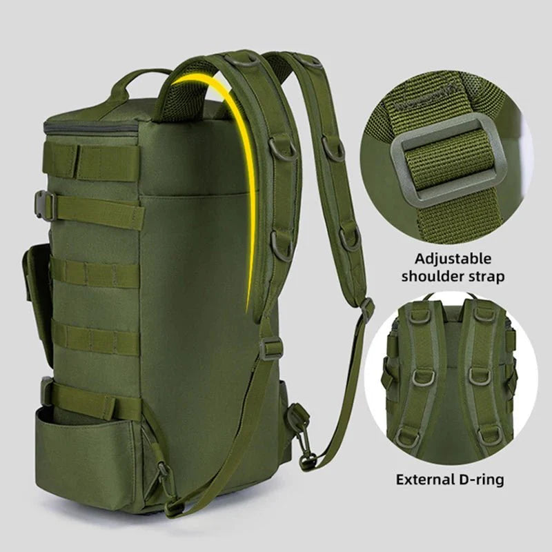 Fishing Gear Backpack Water-Resistant Multi-Pocket Bag with Rod Holders