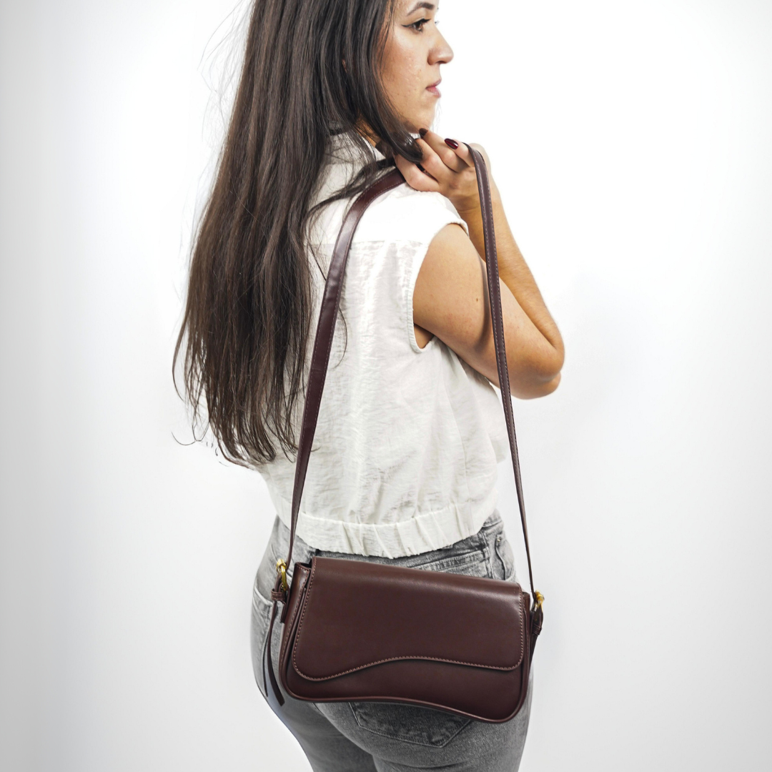 Women’s Curved Flap Bag with Adjustable Shoulder Strap