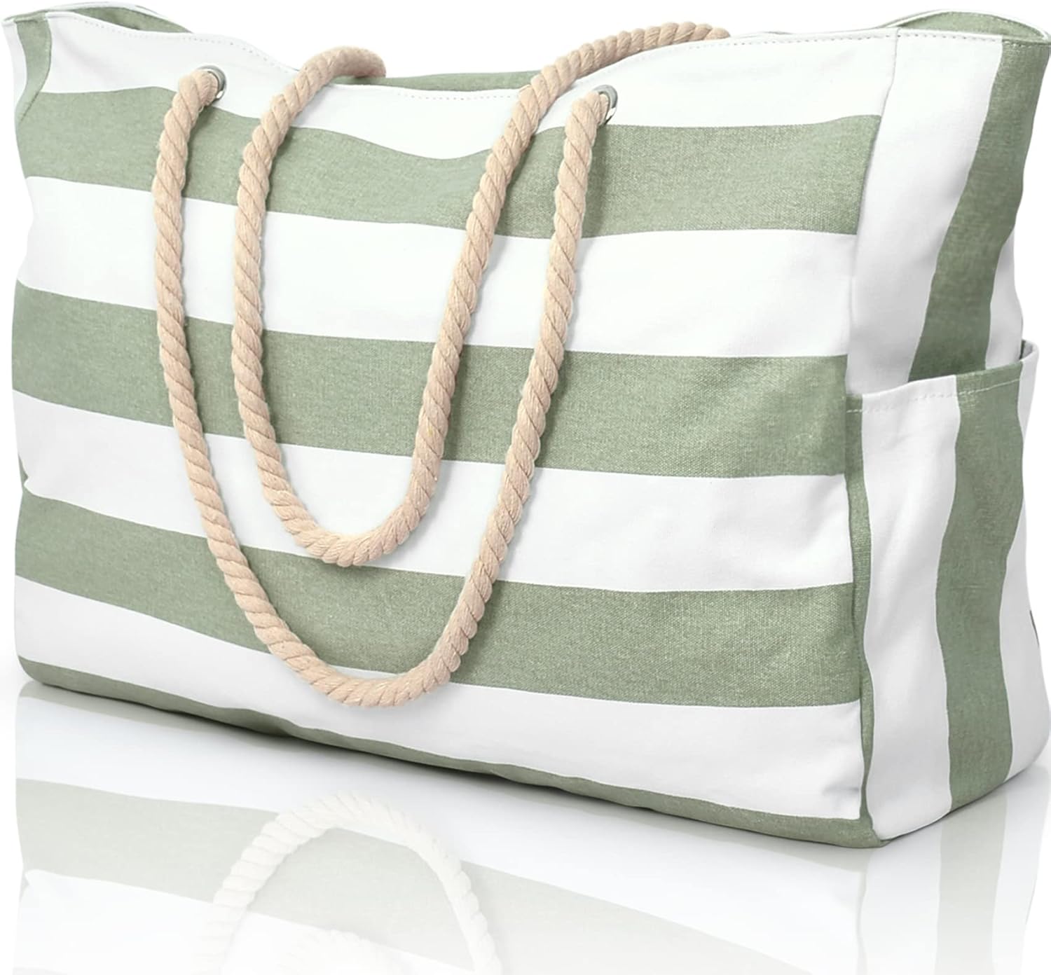 Oversized Waterproof Sandproof Beach Tote Bag With Secure Zipper Top