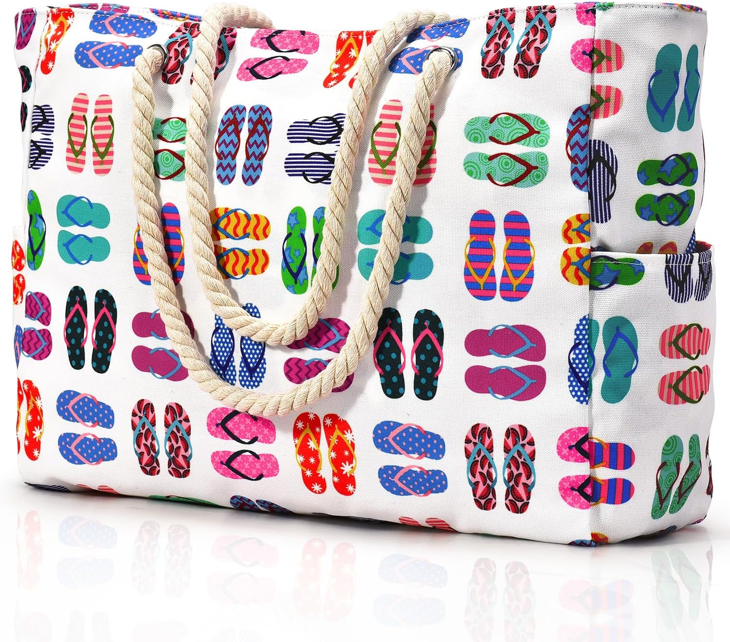 Oversized Waterproof Sandproof Beach Tote Bag With Secure Zipper Top