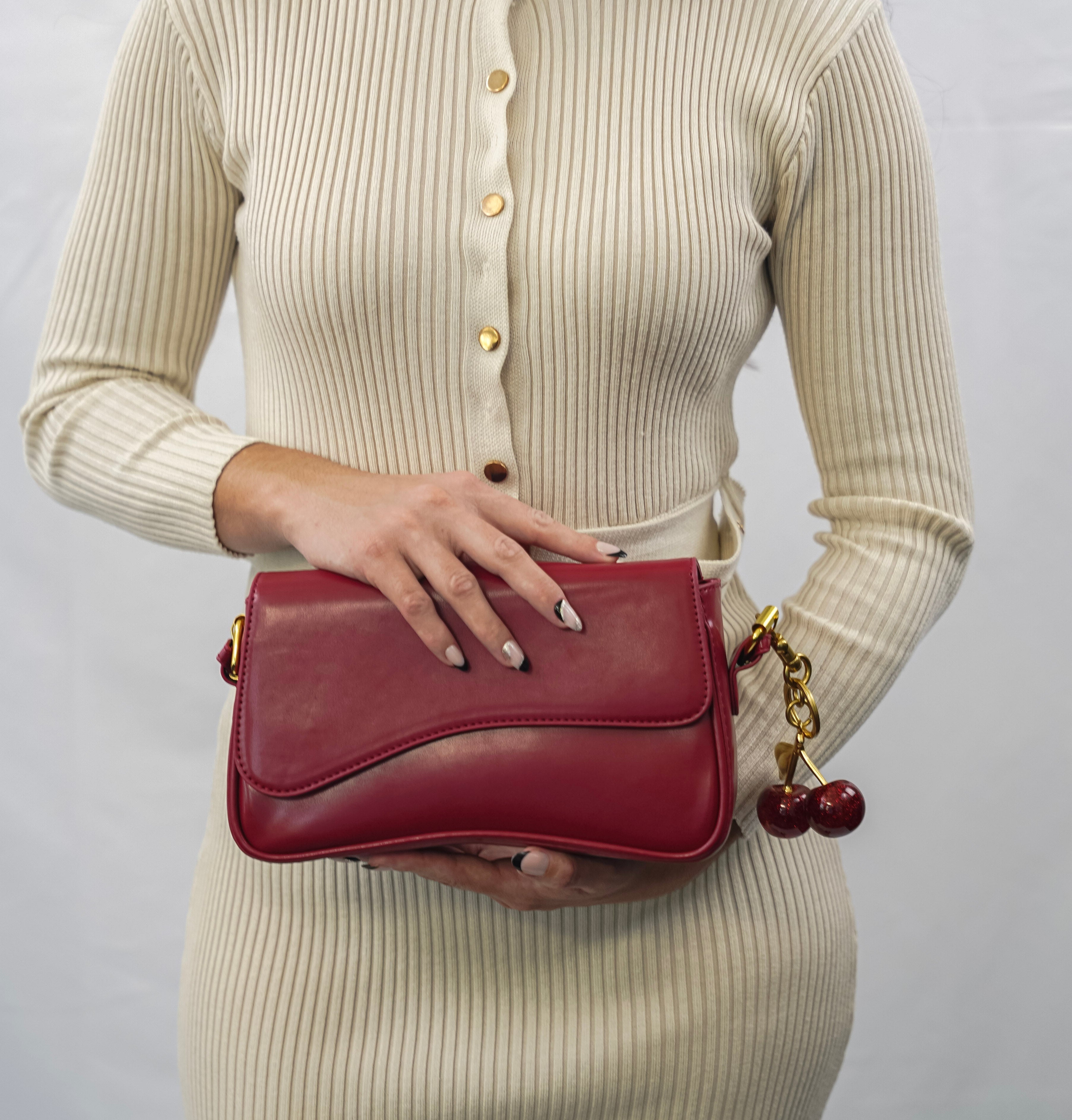 Women’s Curved Flap Bag with Adjustable Shoulder Strap