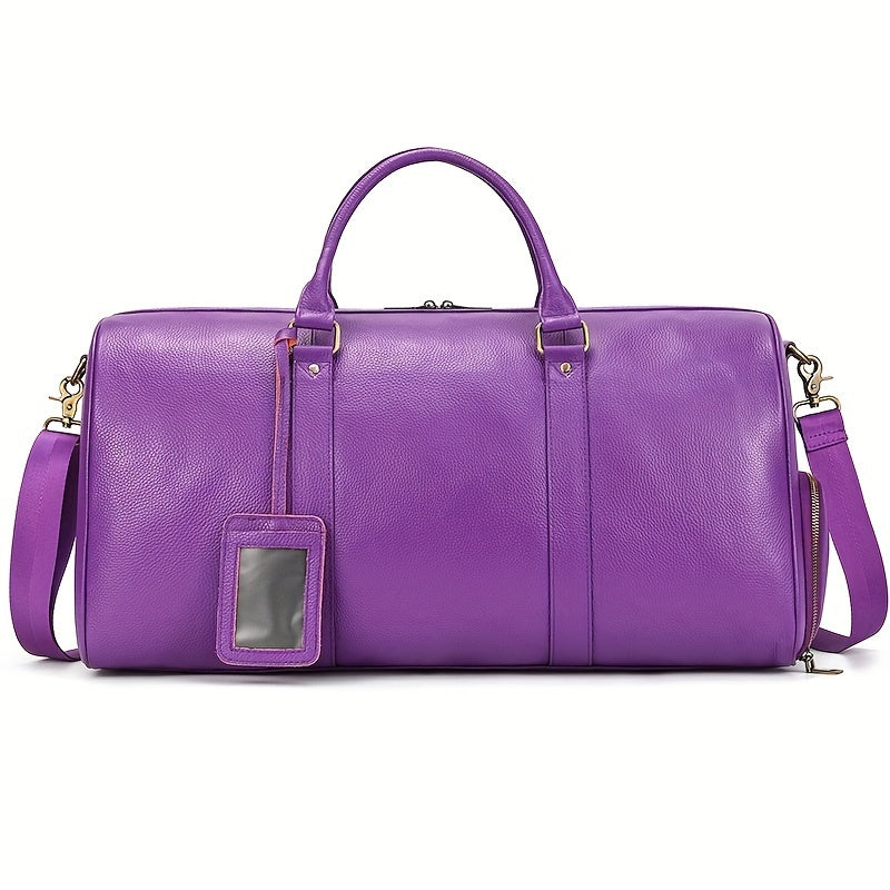 Men's Genuine Leather Travel Garment Duffle Bag with Shoe Compartment