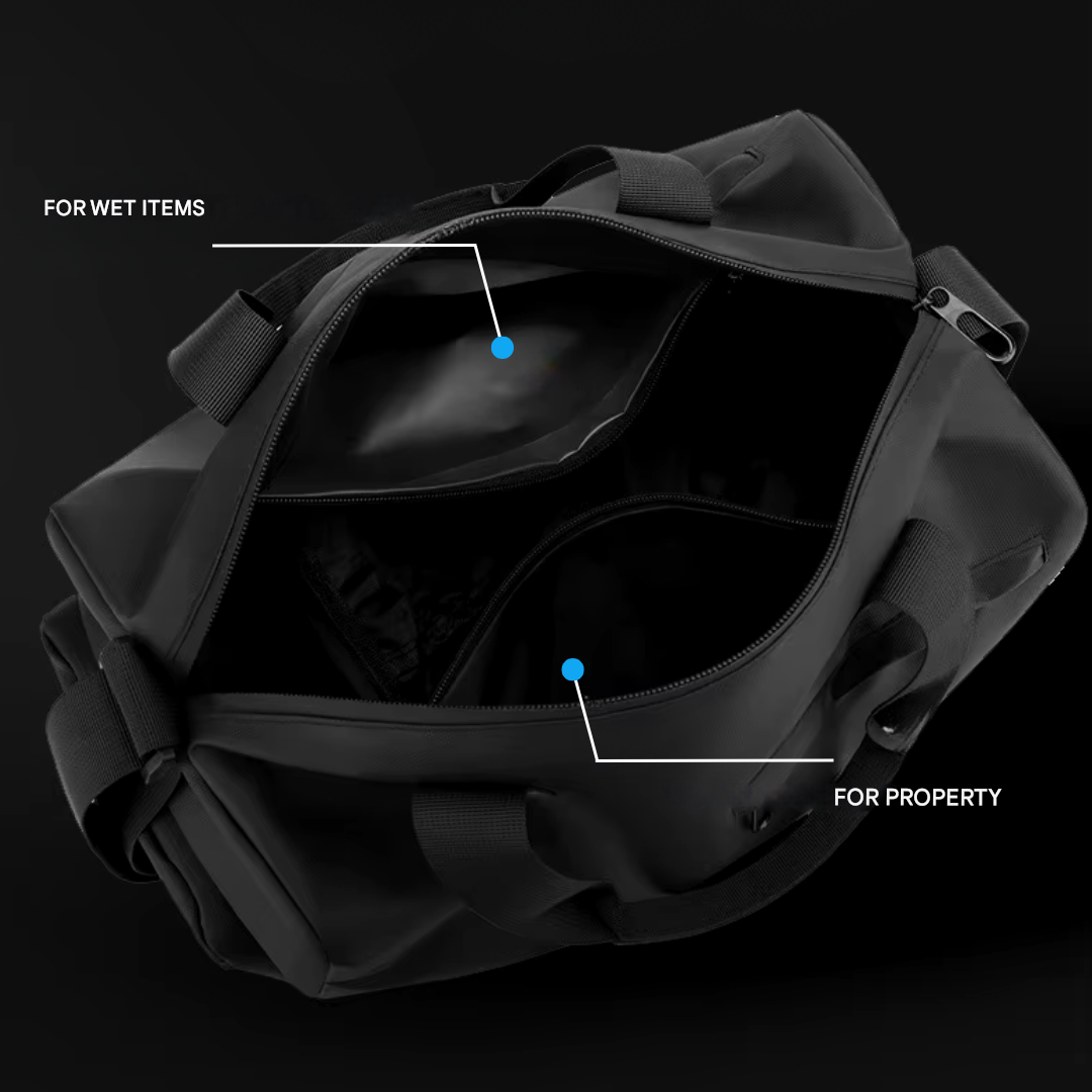Waterproof Gym Travel Bag with Separate Shoe Section and Bottom Pocket