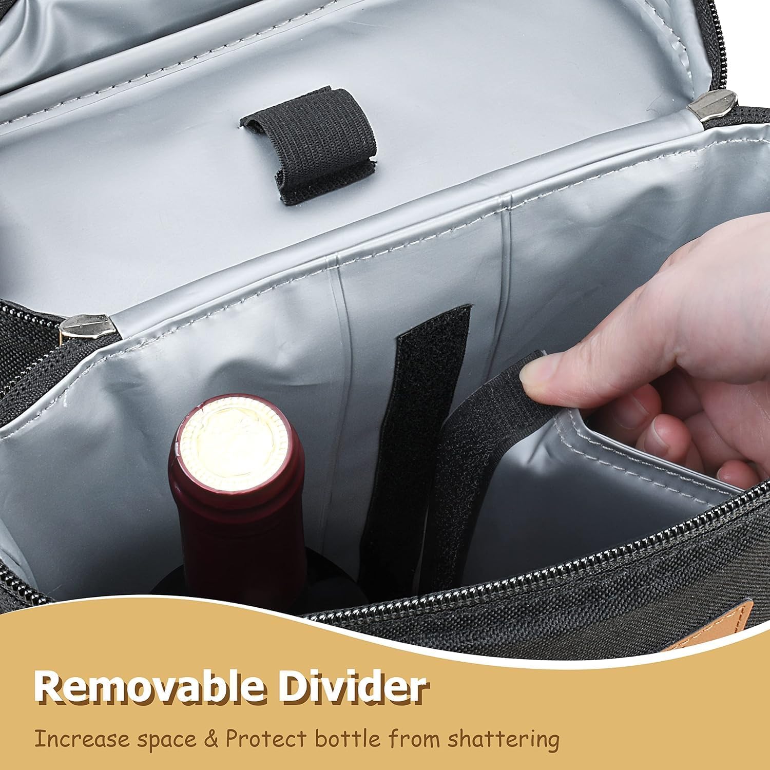 Double Wine Bottle Cooler Carrier Bag for Travel and Outdoor Picnics