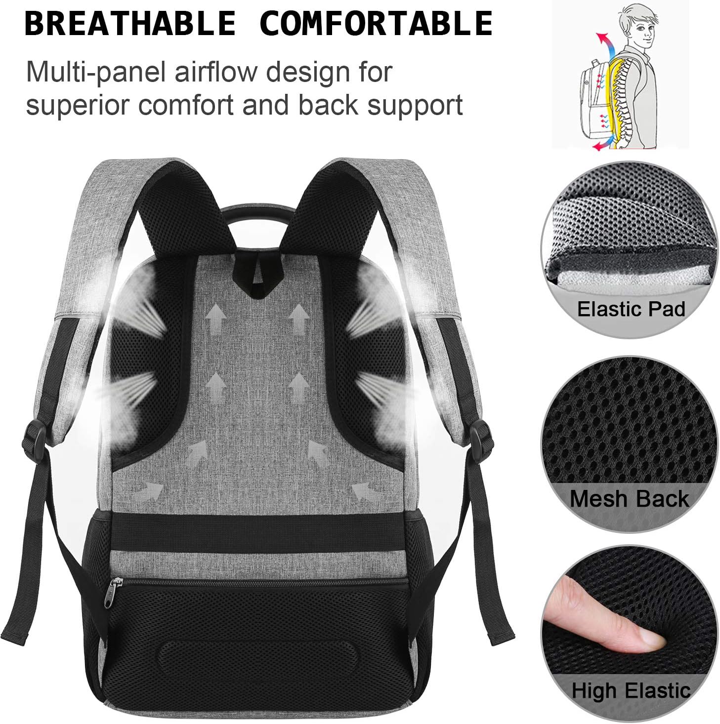 Anti-Theft Slim Laptop Backpack with USB Port for Secure Daily Travel