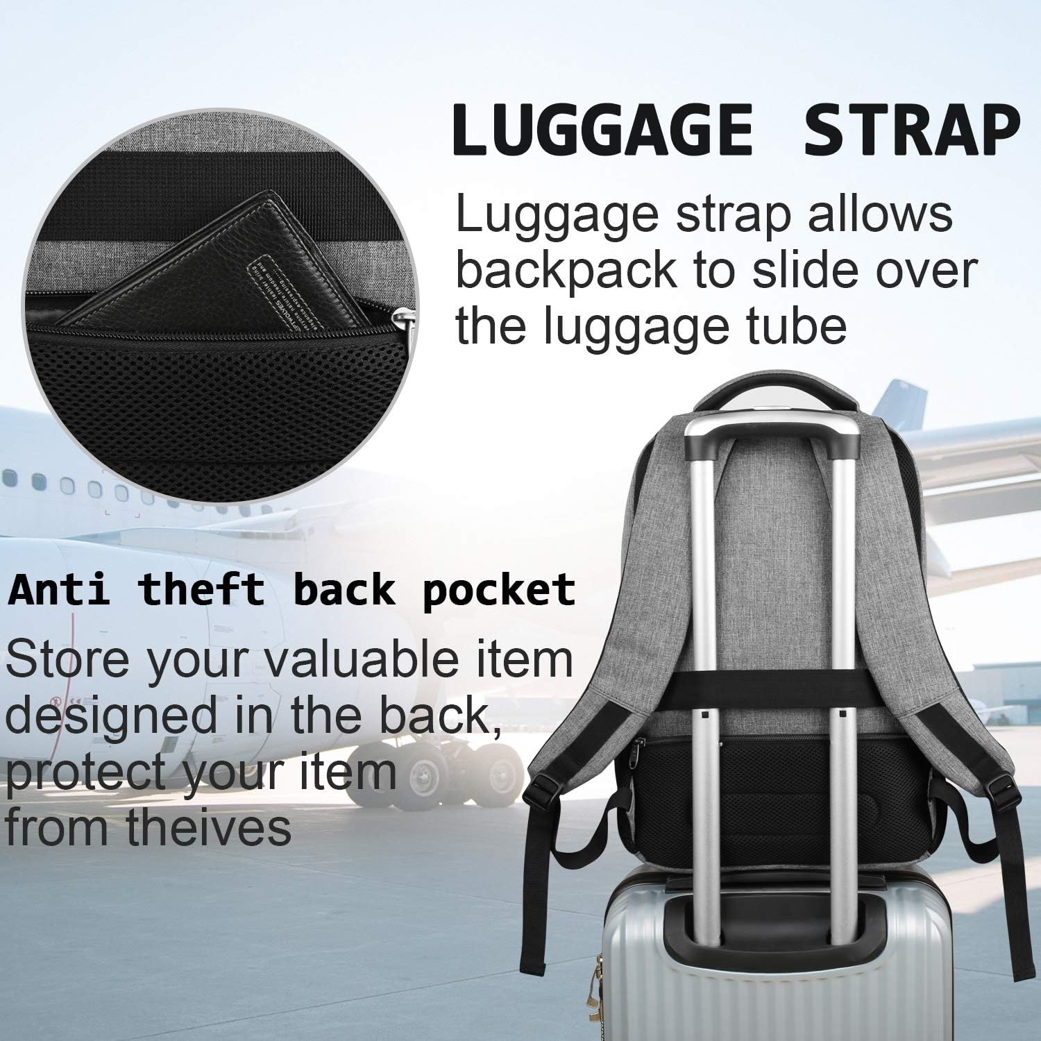 Anti-Theft Slim Laptop Backpack with USB Port for Secure Daily Travel