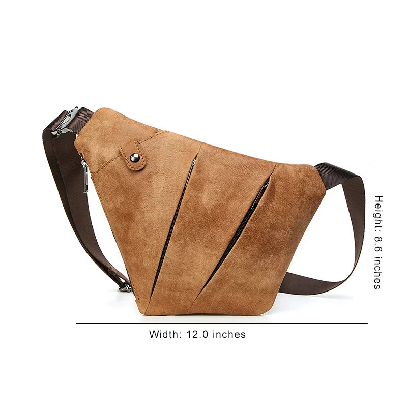 Men's Urban Geometric Leather Crossbody Bag
