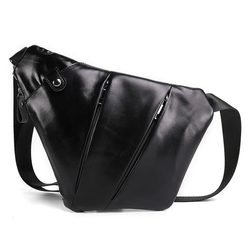 Men's Urban Geometric Leather Crossbody Bag
