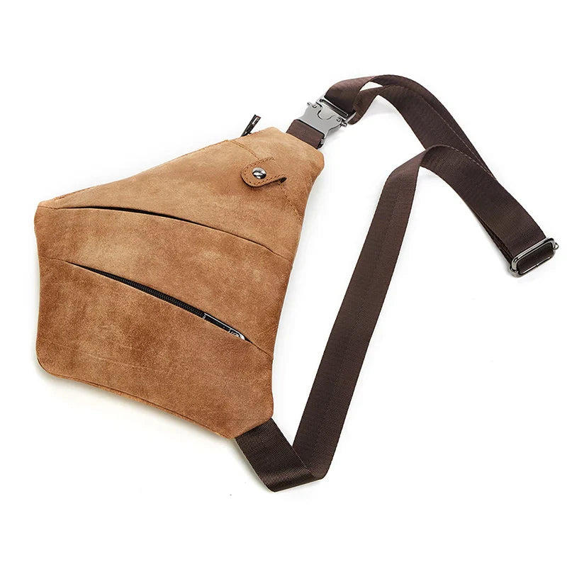 Men's Urban Geometric Leather Crossbody Bag