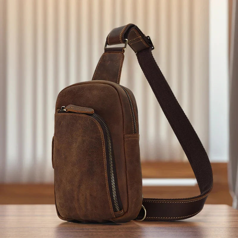 Olive | Men's Heritage Travel Leather Crossbody Bag