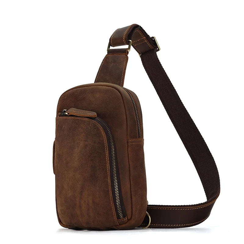 Olive | Men's Heritage Travel Leather Crossbody Bag