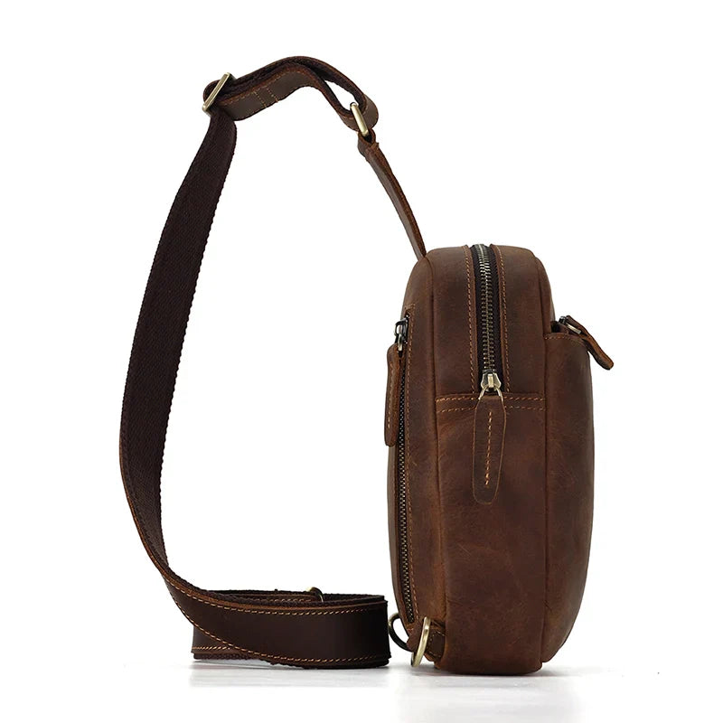 Olive | Men's Heritage Travel Leather Crossbody Bag