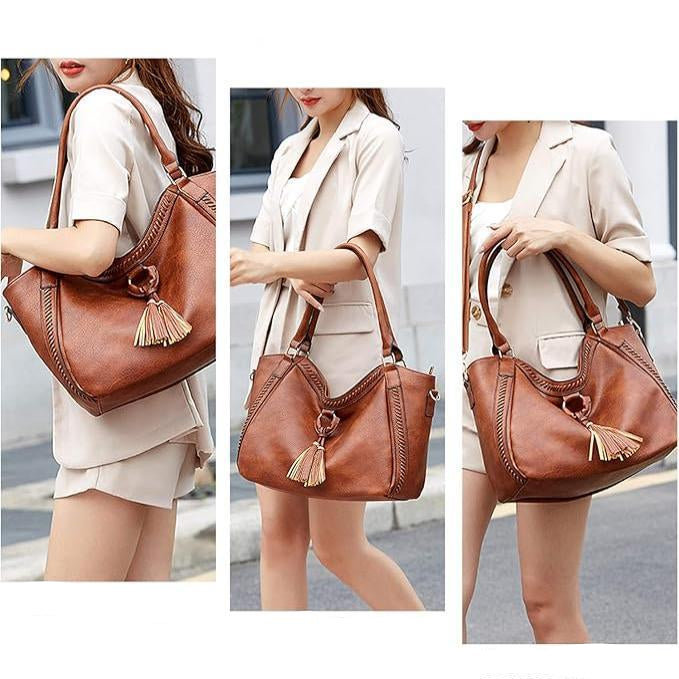 Emery | Women's Large Faux Leather Crossbody Messenger Travel Handbag