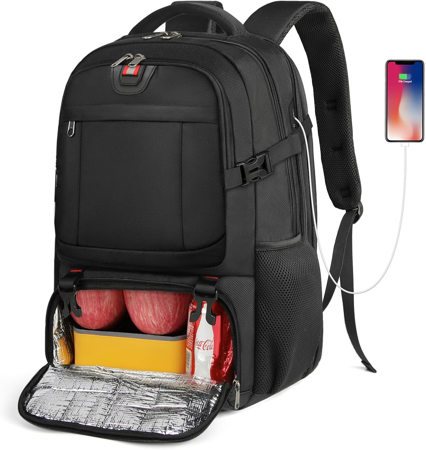 Travel Laptop Backpack with Insulated Meal Pocket and USB Charging