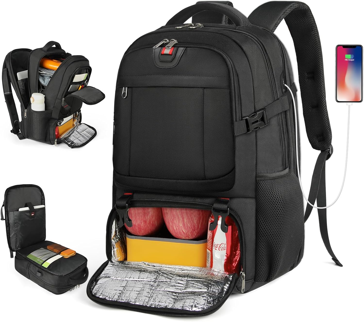 Travel Laptop Backpack with Insulated Meal Pocket and USB Charging