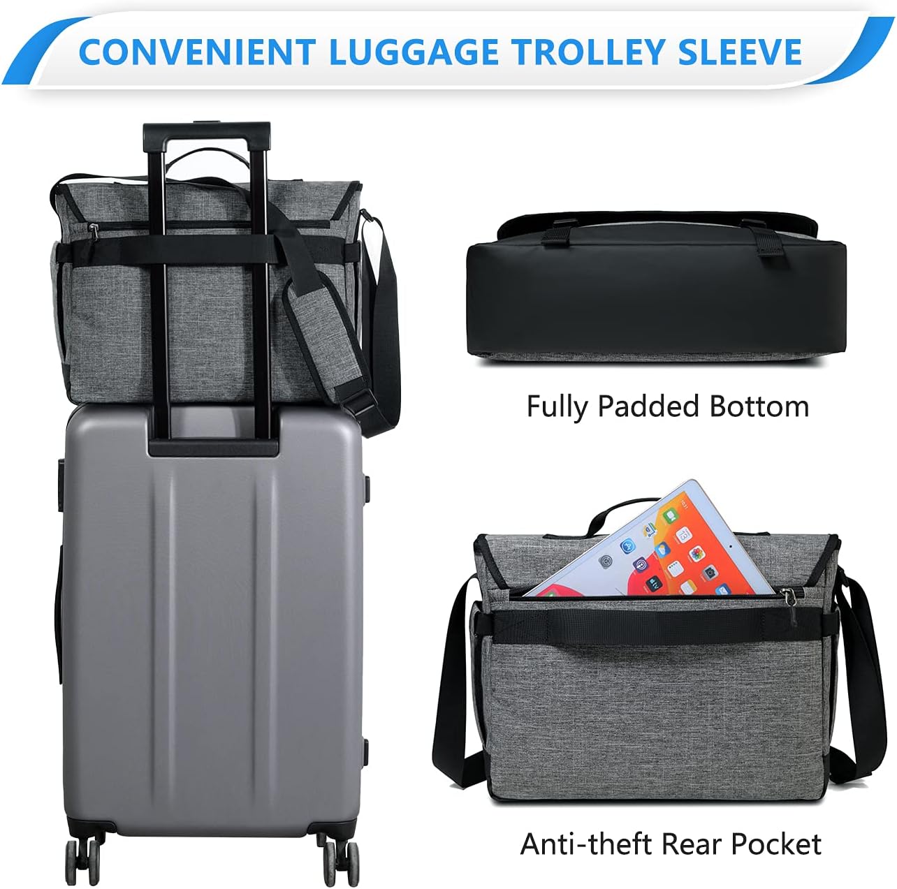 Water-Resistant Laptop Bag with Padded Compartment and Travel Sleeve