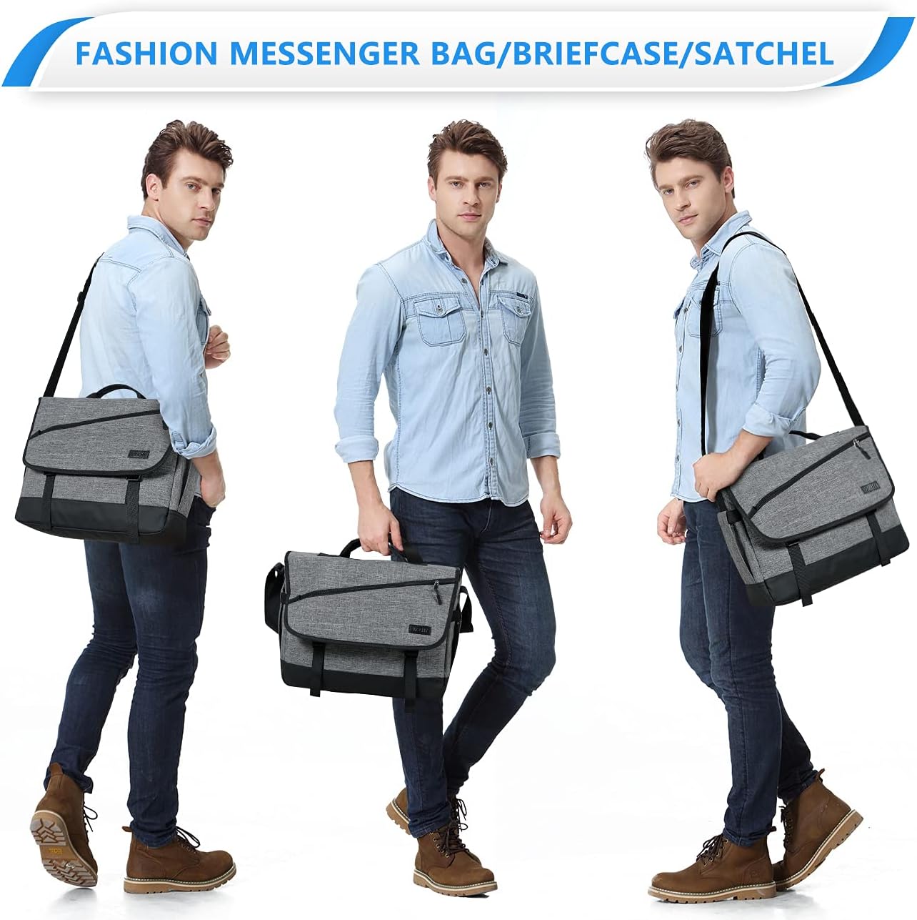 Water-Resistant Laptop Bag with Padded Compartment and Travel Sleeve