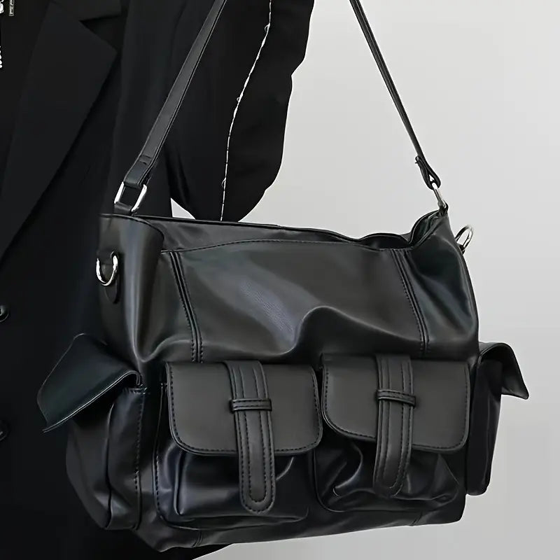 Victoria | Women's Large Capacity Punk Motorcycle Leather Crossbody Messenger Bag