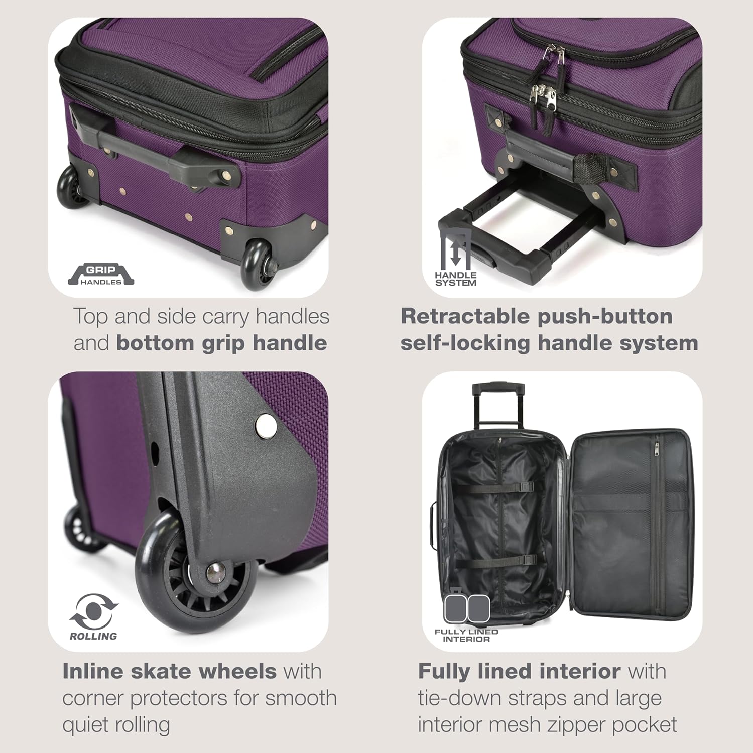 Lightweight 2-Piece Carry-On Travel Set With Expandable Design