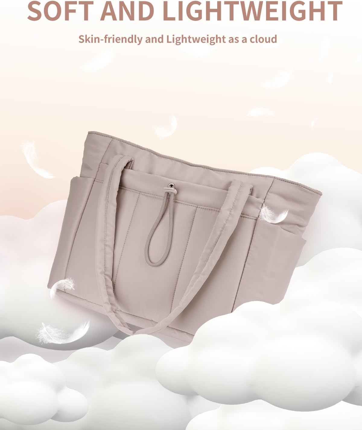 Quilted Work Travel Tote with Cup Holder and Padded Sleeve for Laptop