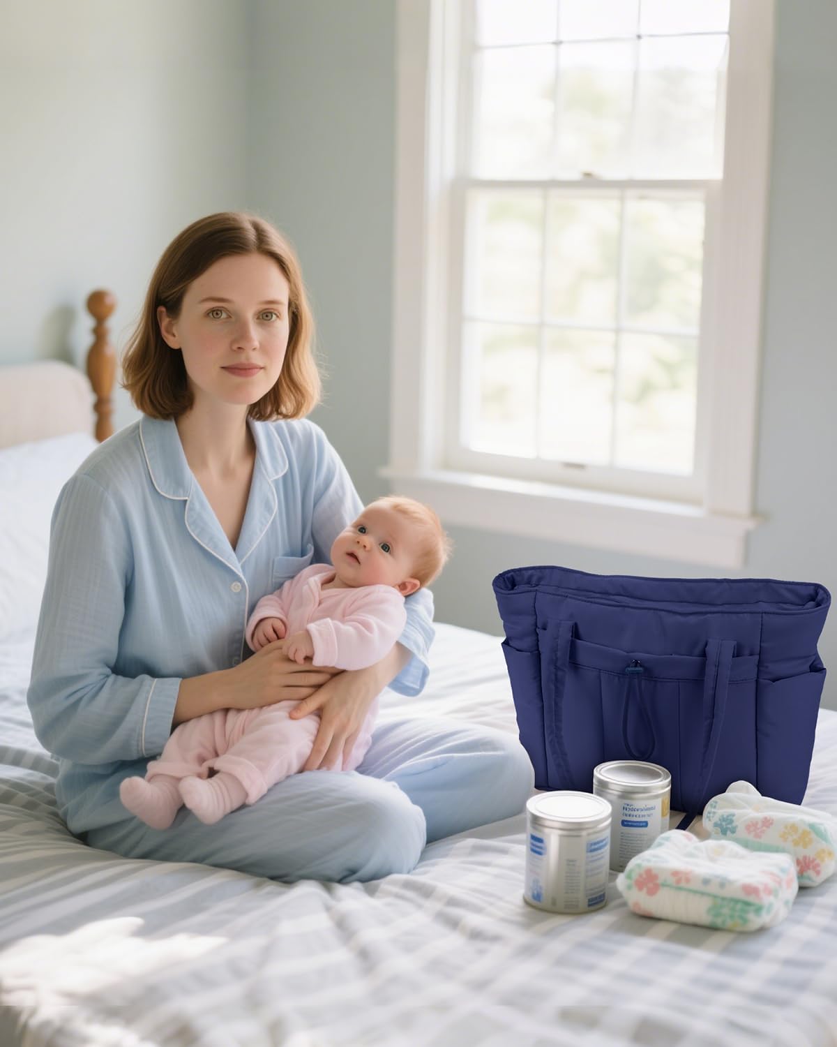 Quilted Work Travel Tote with Cup Holder and Padded Sleeve for Laptop