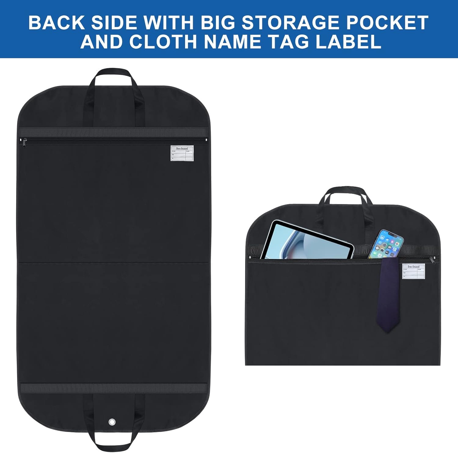 Travel Garment Bag with Extra Capacity, Clear Window and Accessory Pockets