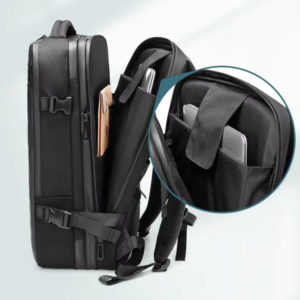 Men's Air Compression Expandable Laptop Travel Backpack with USB Charging
