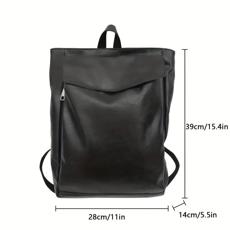Men's Stylish Waterproof PU Leather Travel Backpack