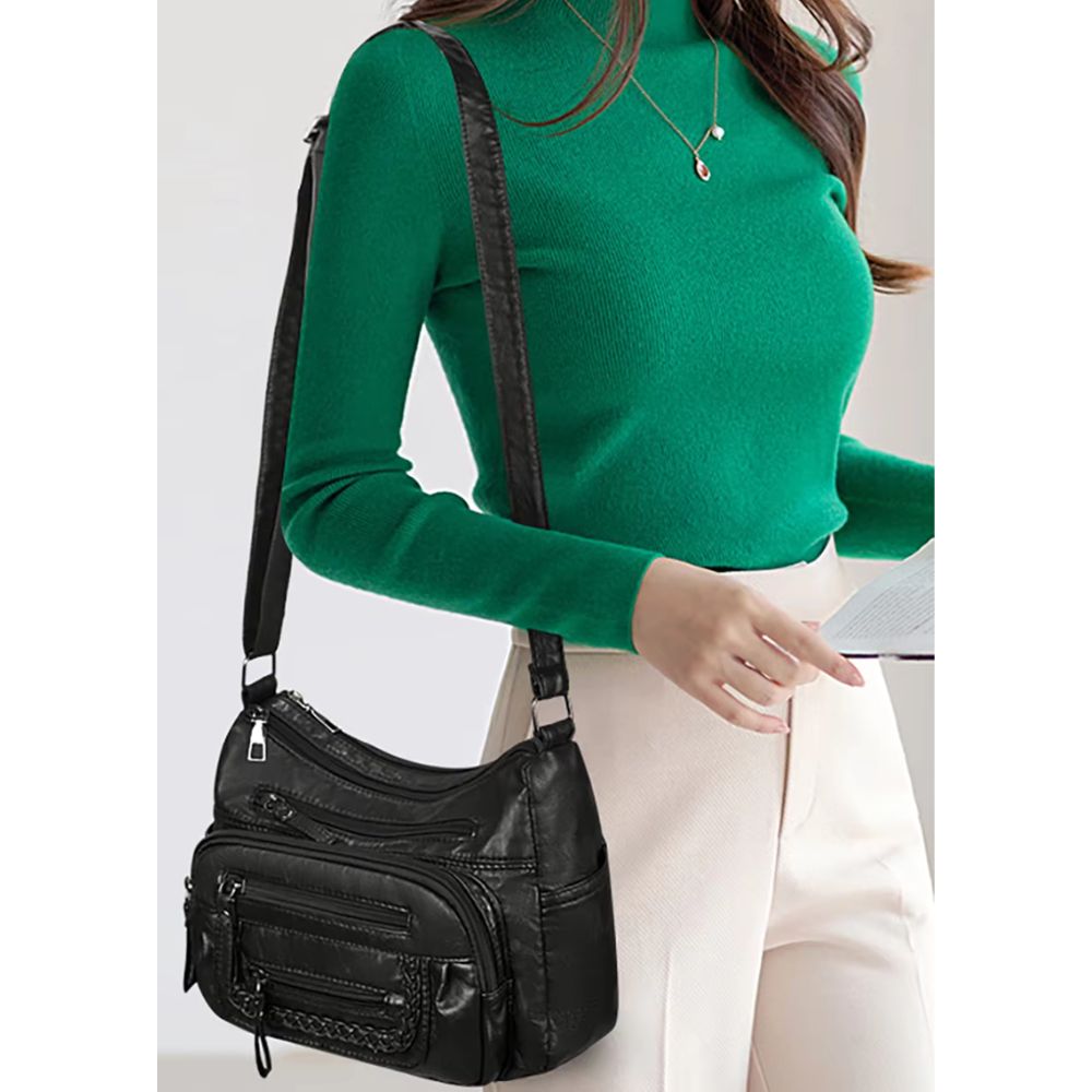 Anastasia | Women's Multi-Pocket Leather Crossbody Messenger Bag