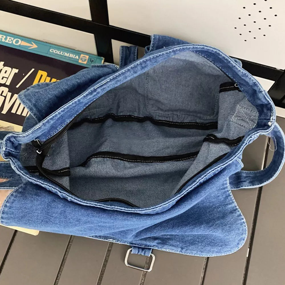 Abby | Women's Spacious Multi-pocket Trendy Denim Crossbody Messenger Bag