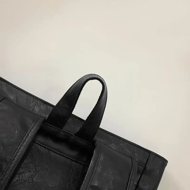 Men's Stylish Waterproof PU Leather Travel Backpack