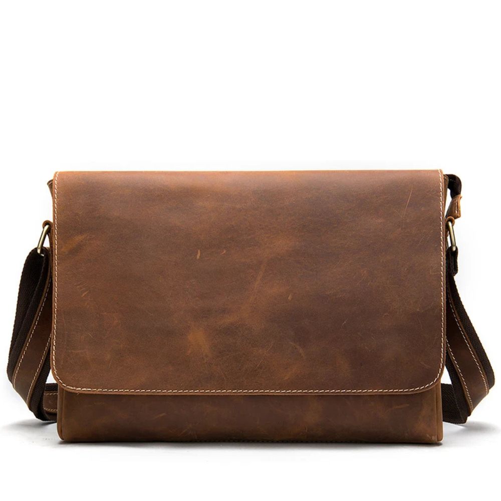 James | Men's Vintage Leather Large Crossbody Messenger Bag
