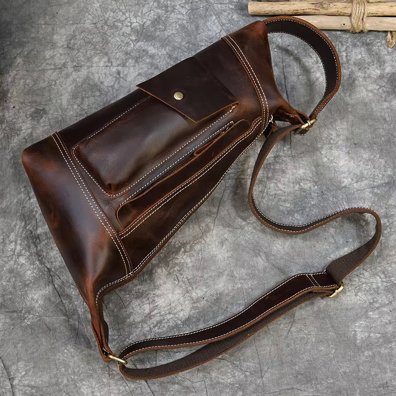 Liam | Men's Retro Crazy Horse Leather Crossbody Sling Travel Bag