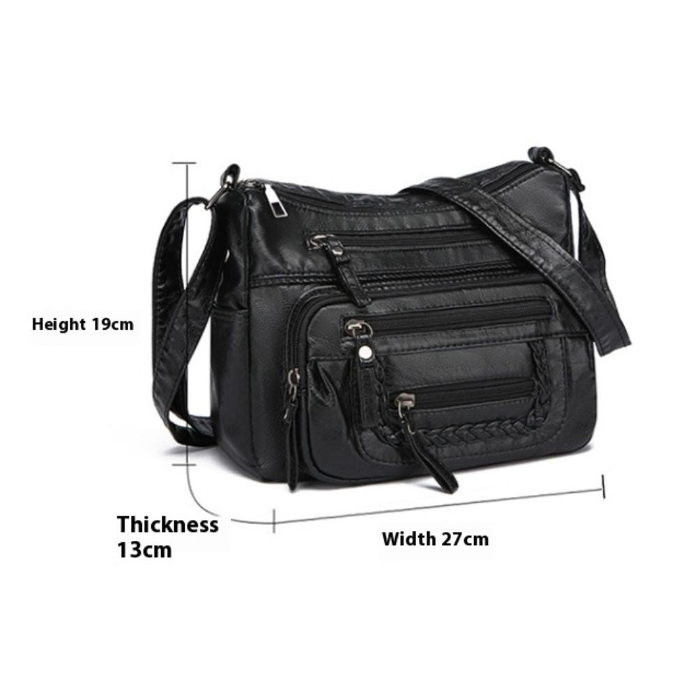 Anastasia | Women's Multi-Pocket Leather Crossbody Messenger Bag
