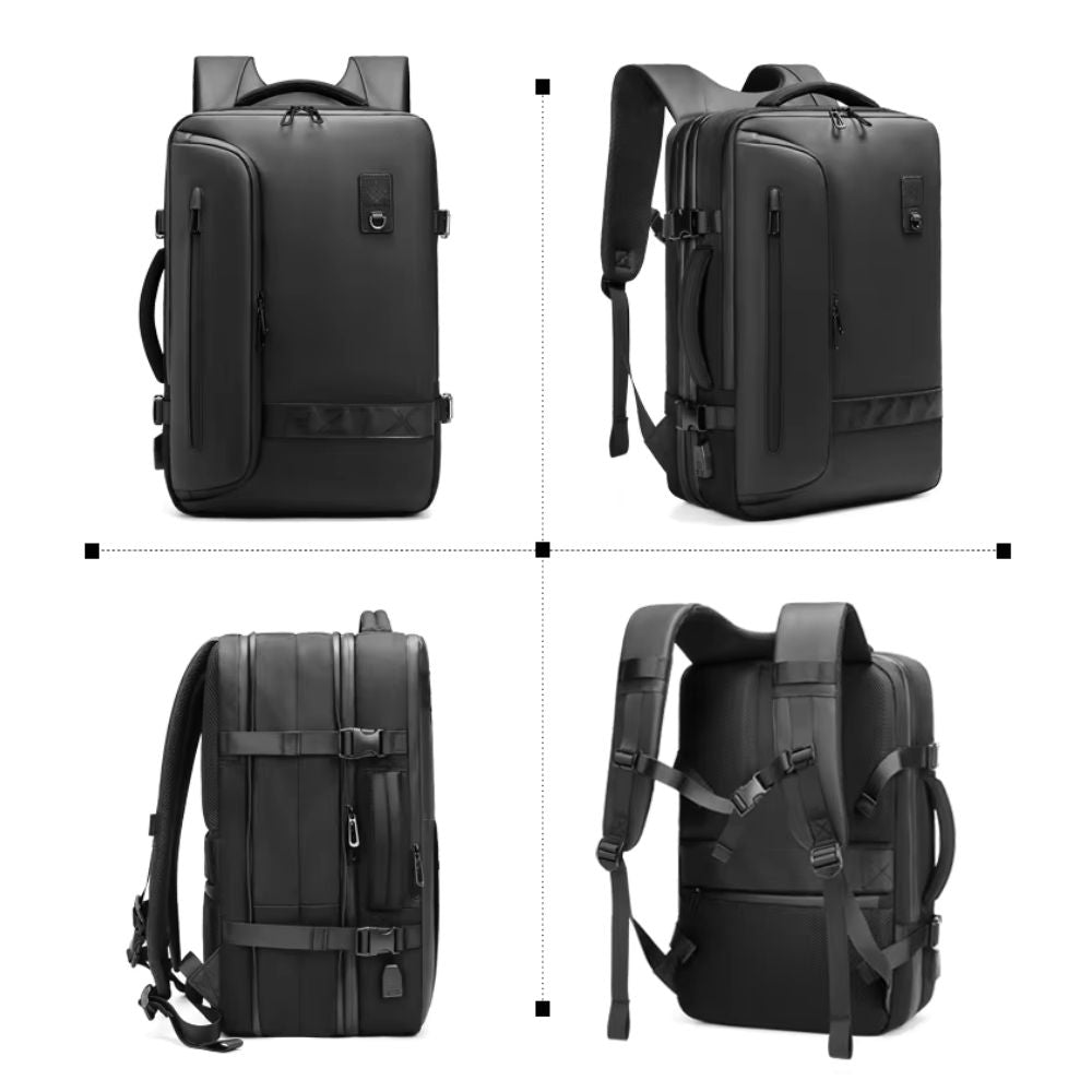 Men's Air Compression Expandable Laptop Travel Backpack with USB Charging