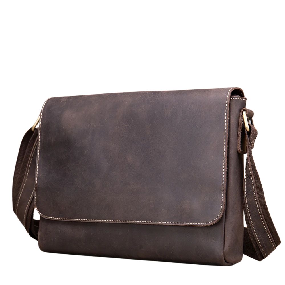 James | Men's Vintage Leather Large Crossbody Messenger Bag