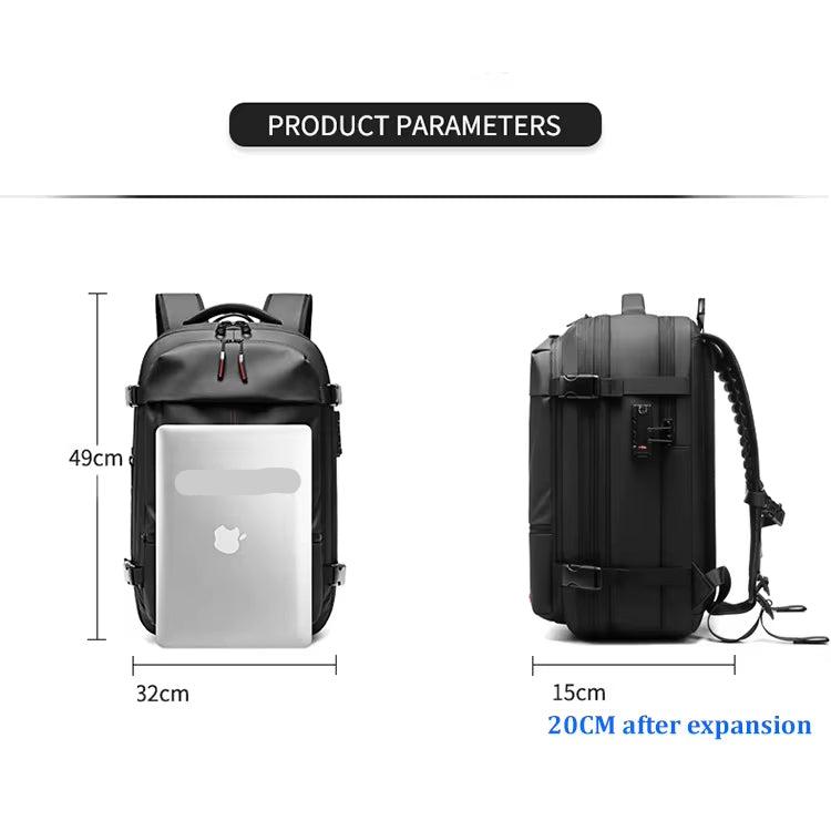 Max | Men's Expandable Vacuum Compression Large Travel Laptop Backpack
