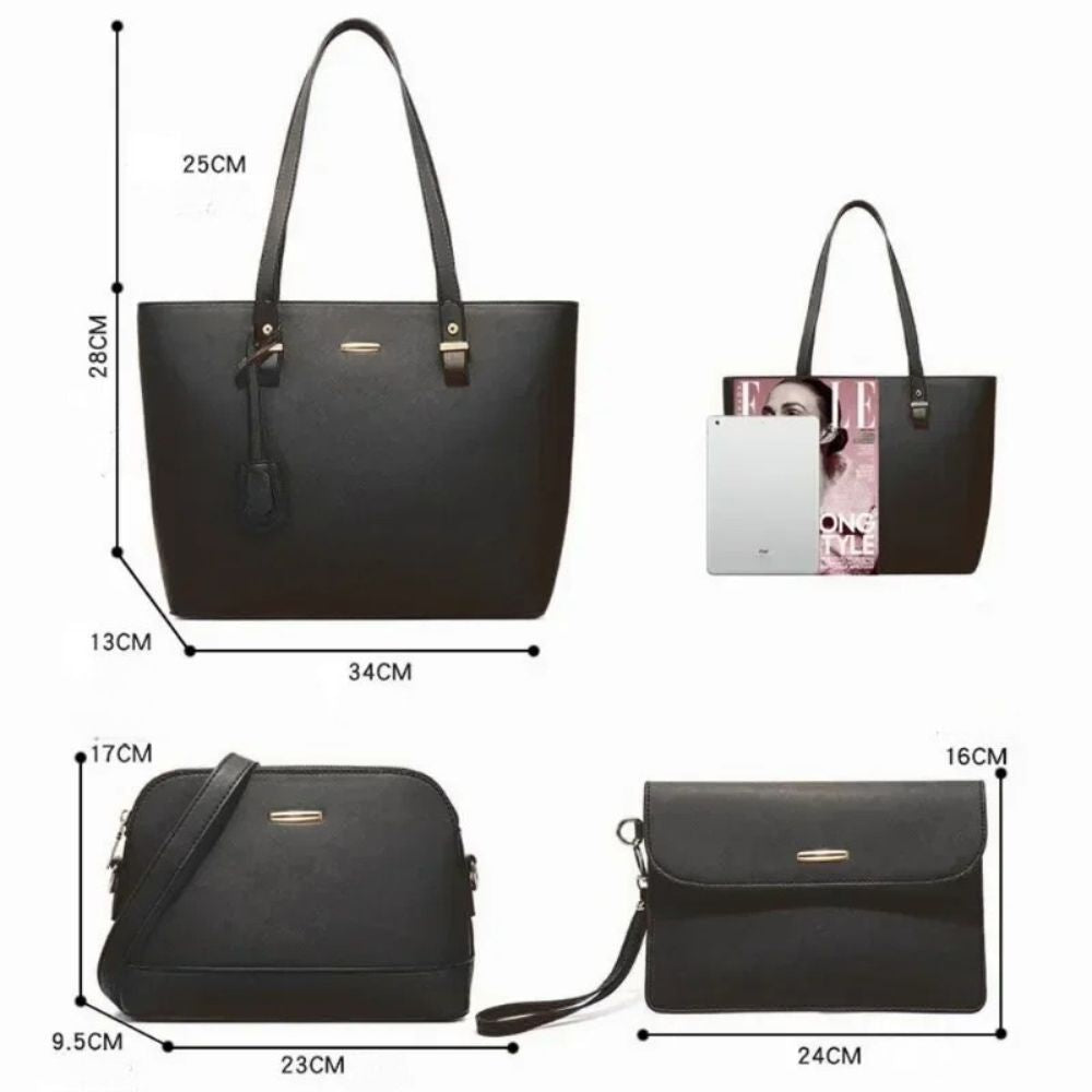 Aria | 4-Piece Women's Classic PU Leather Crossbody Handbag Set