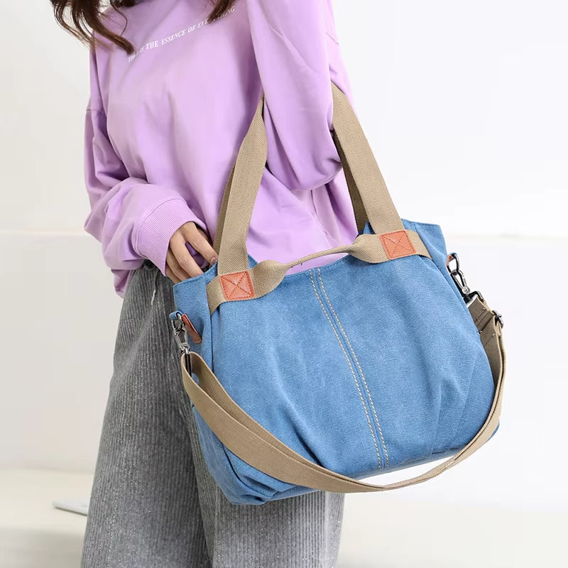 Sam | Women's Retro Canvas Large Capacity Tote Crossbody Messenger Handbag