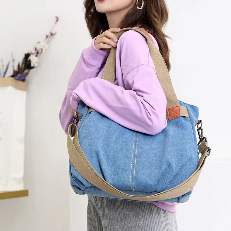 Sam | Women's Retro Canvas Large Capacity Tote Crossbody Messenger Handbag