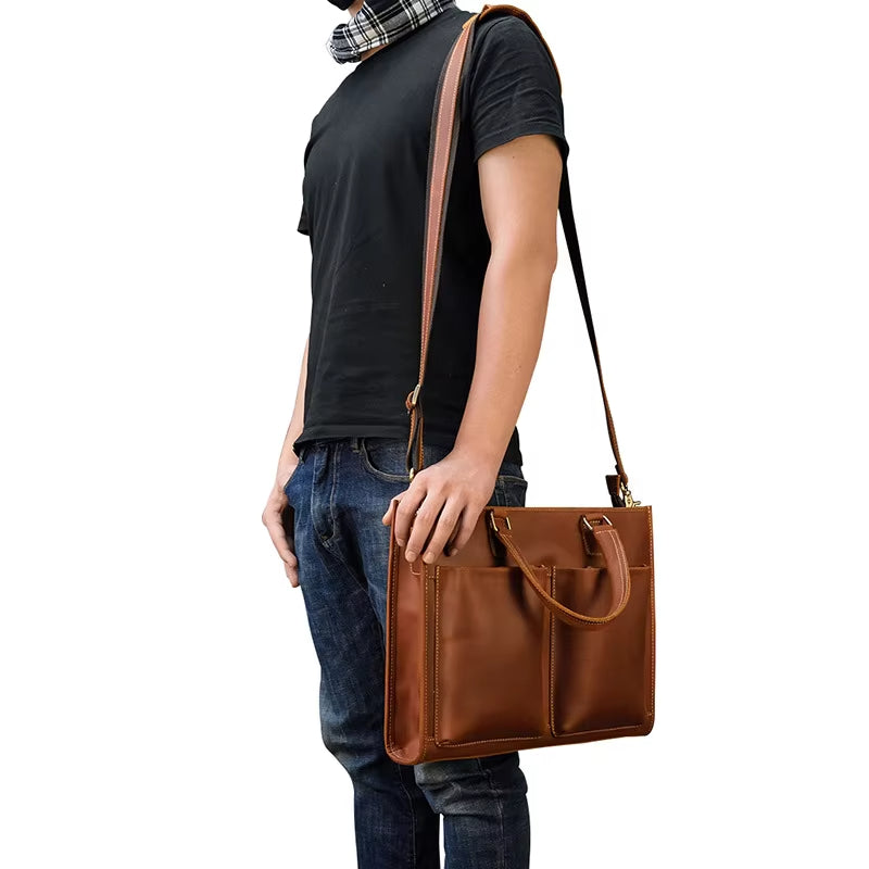 Men's Vintage Leather Travel Crossbody Messenger Handbag