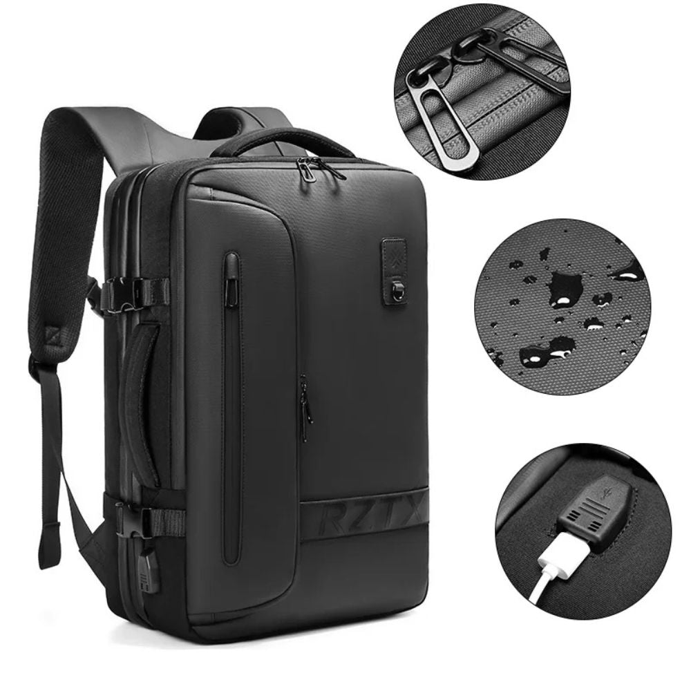 Men's Air Compression Expandable Laptop Travel Backpack with USB Charging