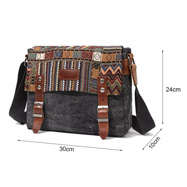 Women's Vintage Striped Pattern Canvas Crossbody Messenger Bag