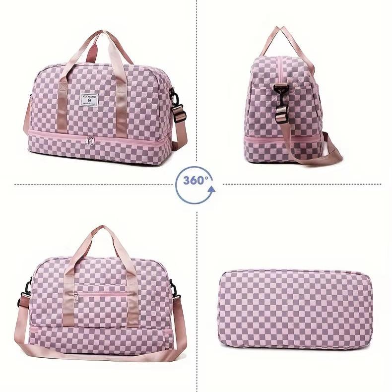 Maya | Checkerboard Pattern Large Capacity Weekender Duffle Bag