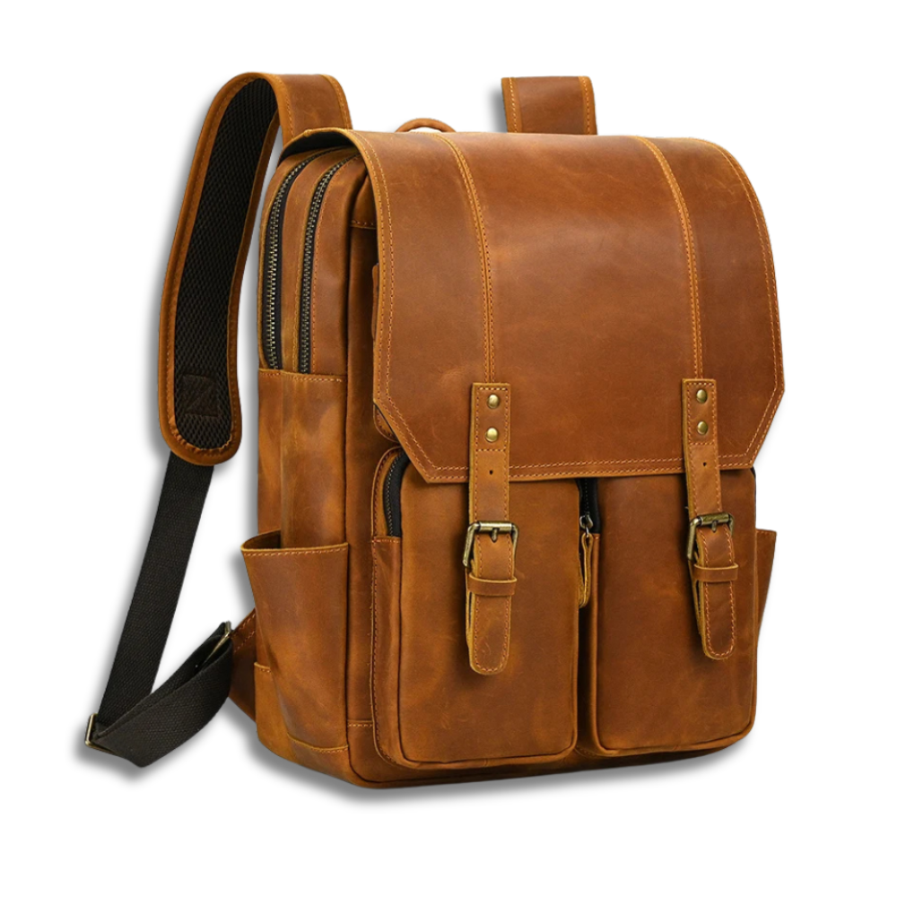Henry | Men's Crazy Horse Leather Large Travel Laptop Backpack
