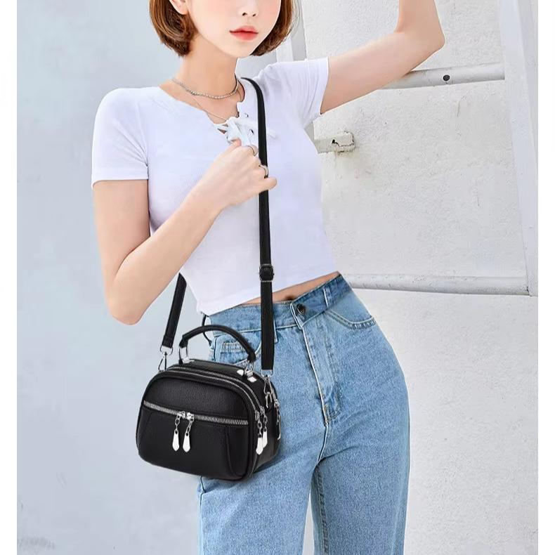 Emma | Women's Small Compact Multi-Zip Crossbody Handbag